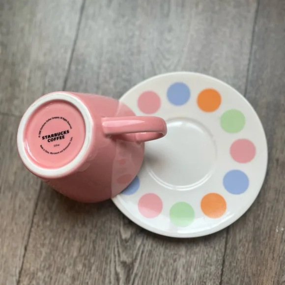 Starbucks Multicolor Polka Dot Mugs Set With Saucers - Picture 5 of 7